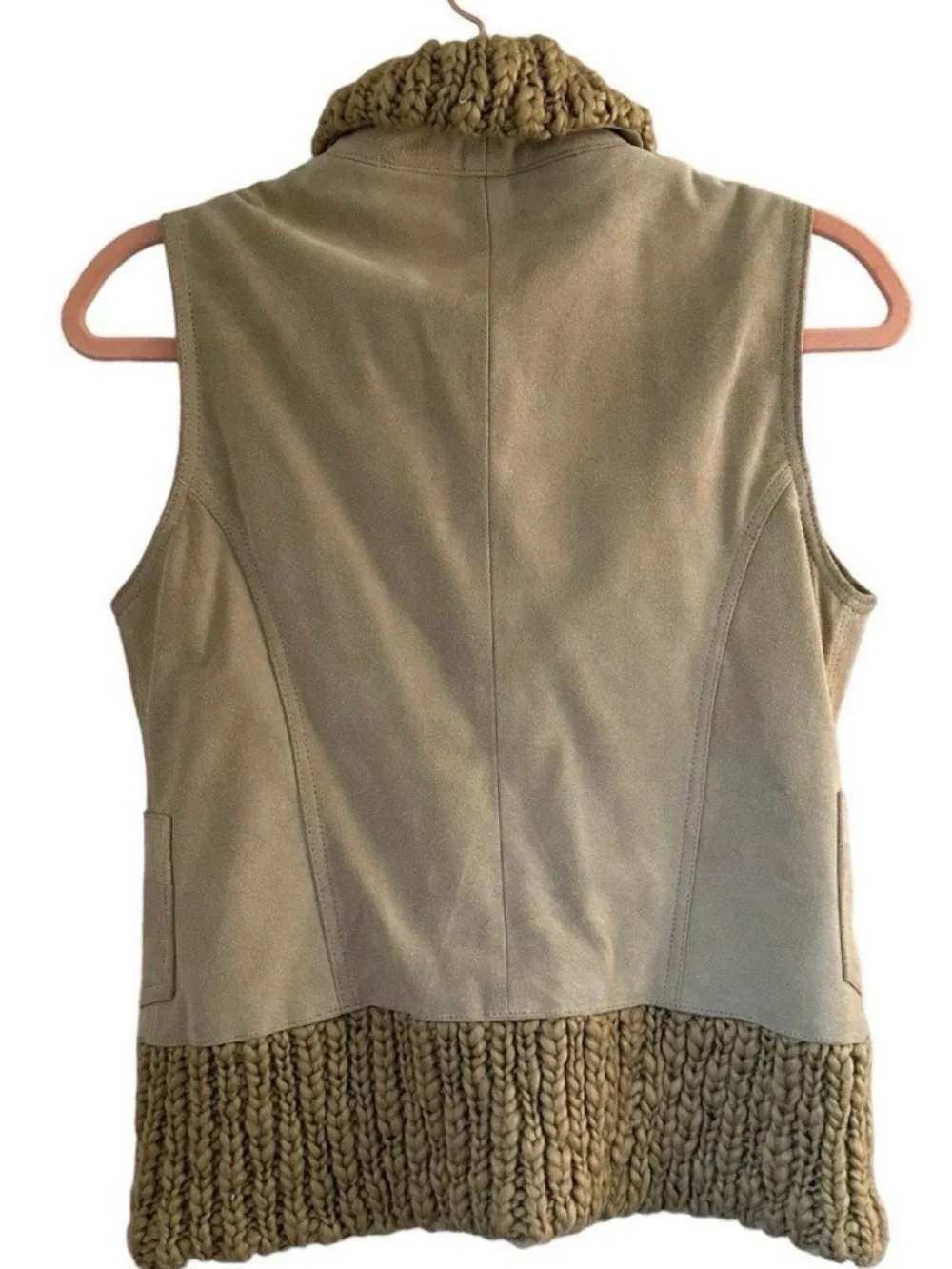 Free People Y2K Cow Leather Suede Wool Vest Small Boho Western Cowgirl